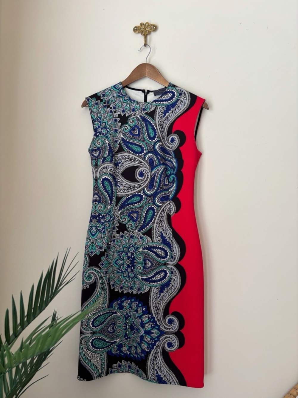 Lanvin Paisley Sleeveless Scuba Sheath Dress Sz 38 US 6 Luxury Designer